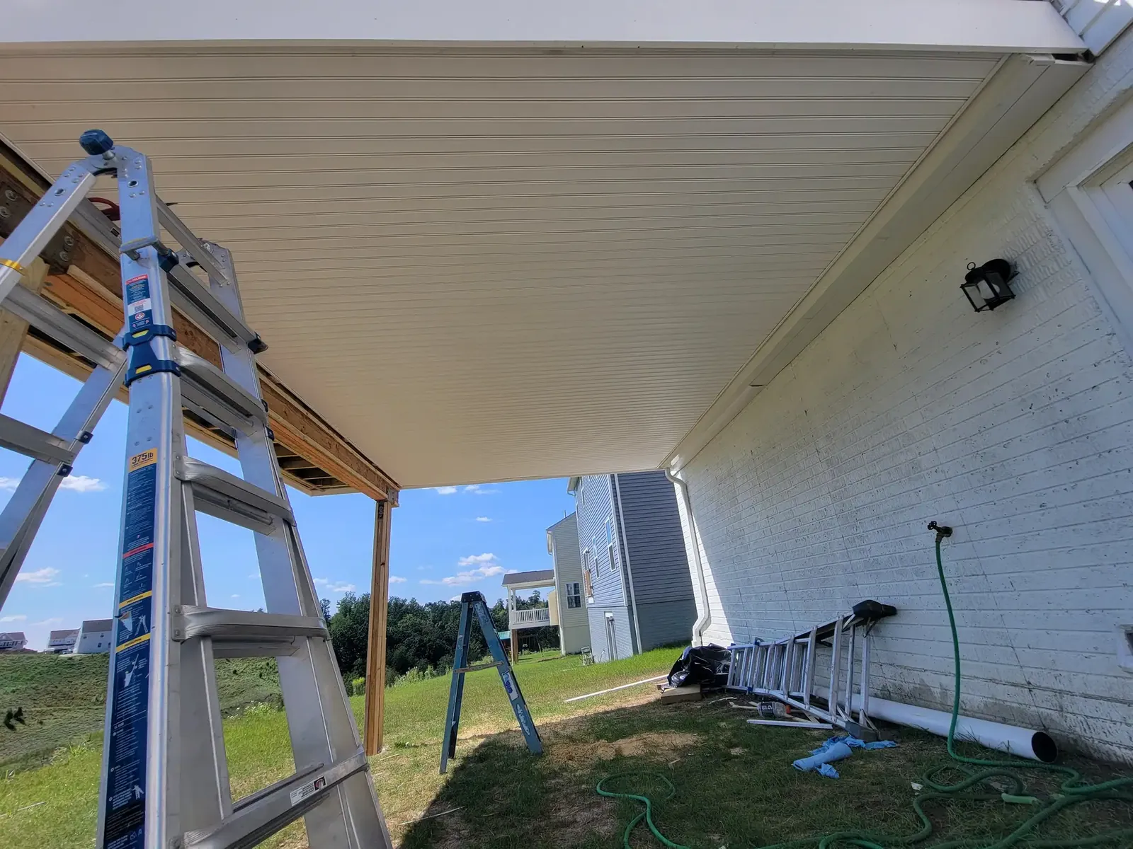 Structural repair work beneath a deck