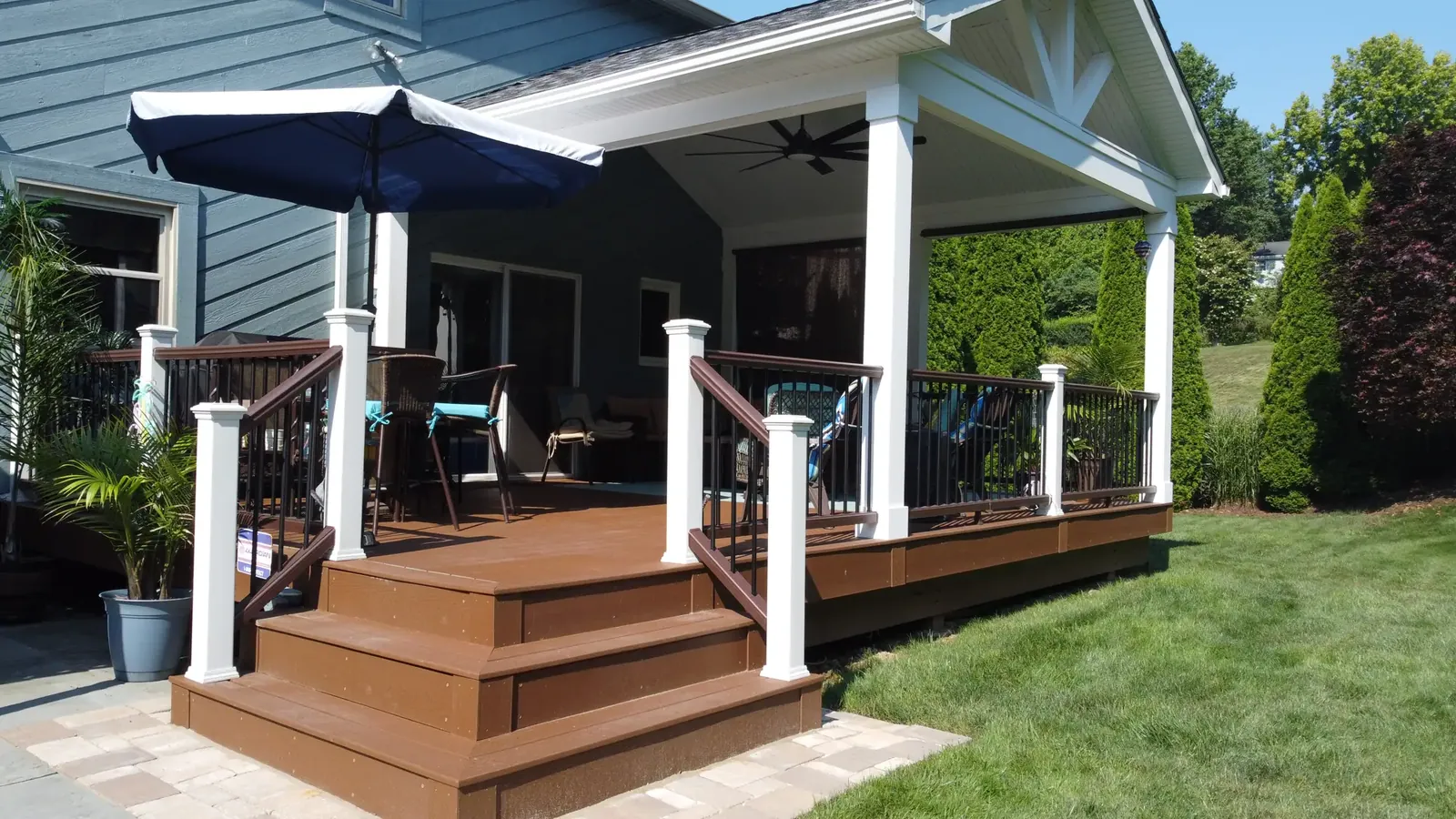 Covered deck & pavilion built by Oasis Custom Decks